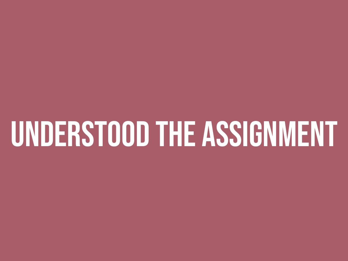 always understood the assignment